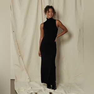 The Normal Brand Athena Black Column Knit Maxi Dress S